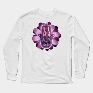 Violet Evil Eye Hamsa Long Sleeve T-Shirt